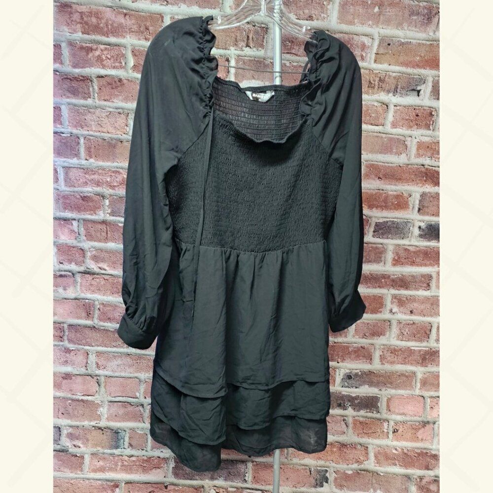 Allegra K Smocked Sheer Dress – Women’s Size XL Black Square Neck Short Sleeve‎